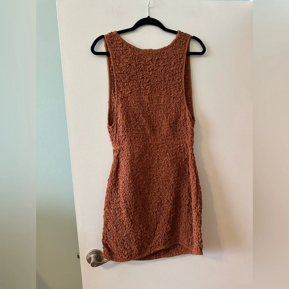 Free People Scarlet Smocked cut out mini dress burnt orange - Picture 5 of 5